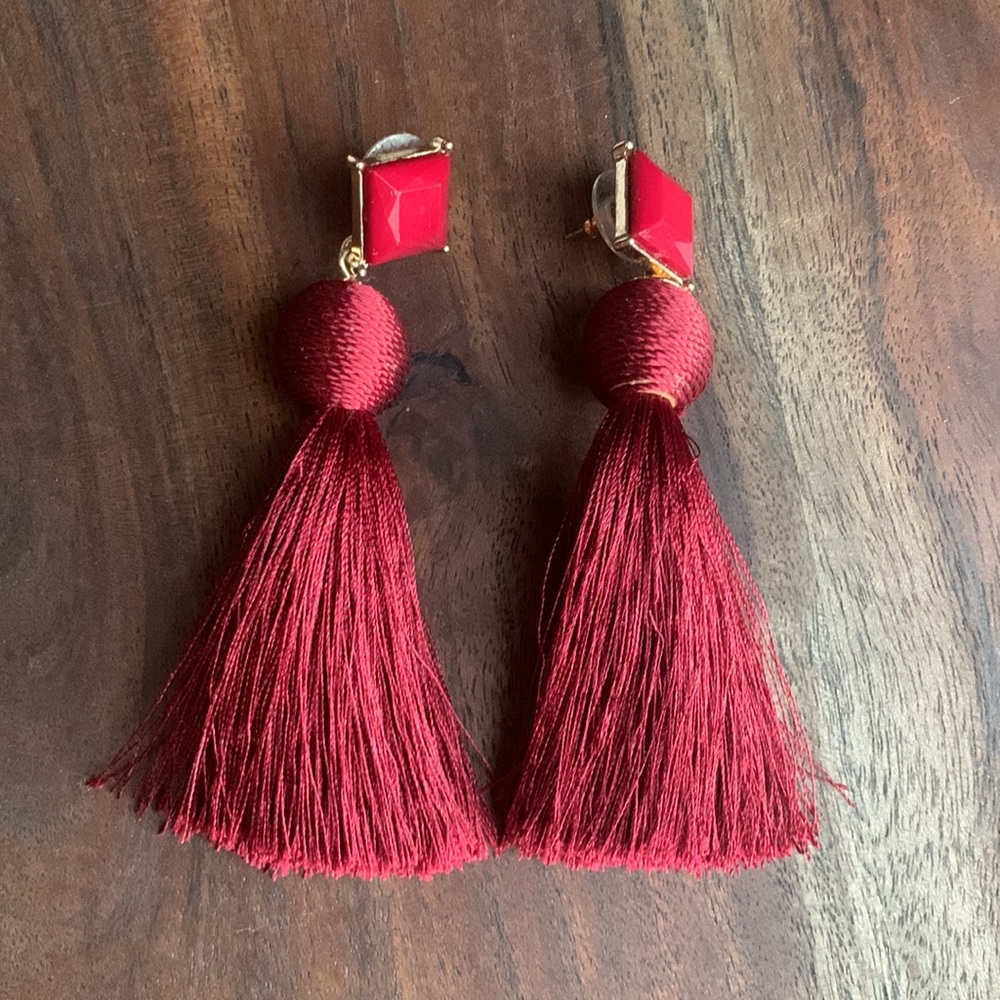 Red tassel earrings